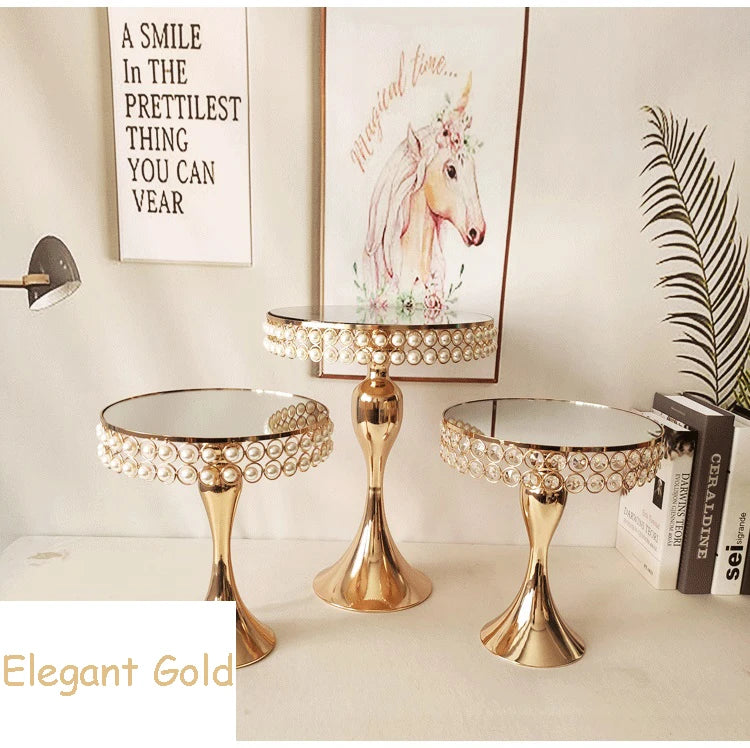 Hochzeits-Kuchenständer – Gold/Silber Metall – H20-39cm