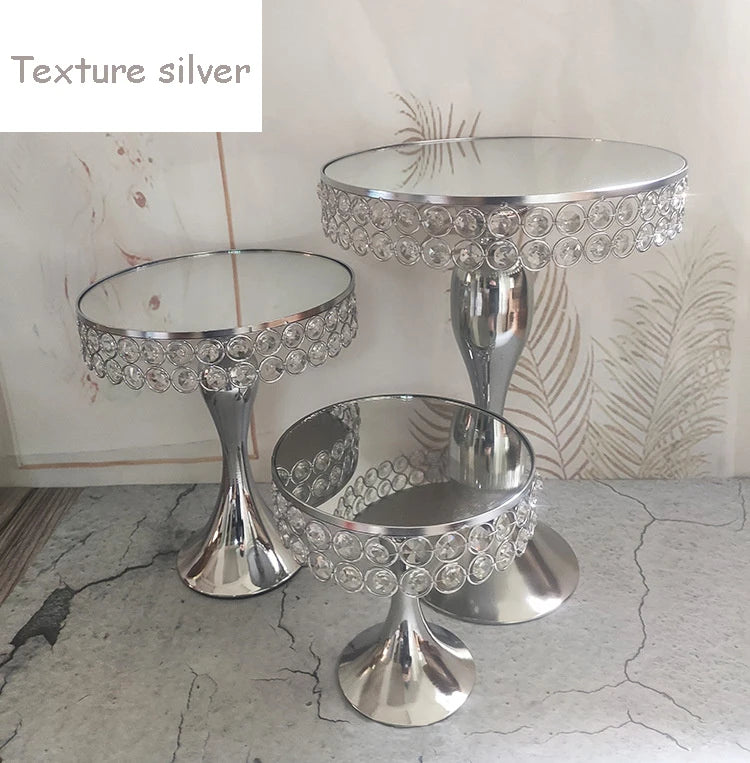 Hochzeits-Kuchenständer – Gold/Silber Metall – H20-39cm