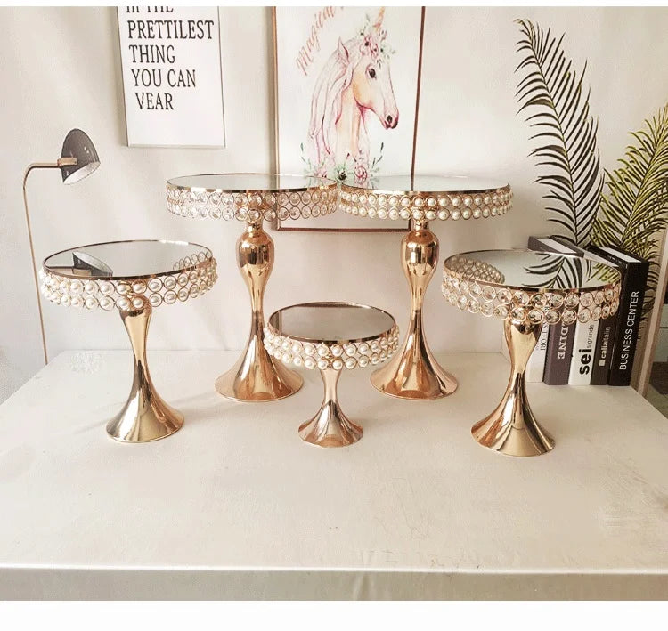 Hochzeits-Kuchenständer – Gold/Silber Metall – H20-39cm