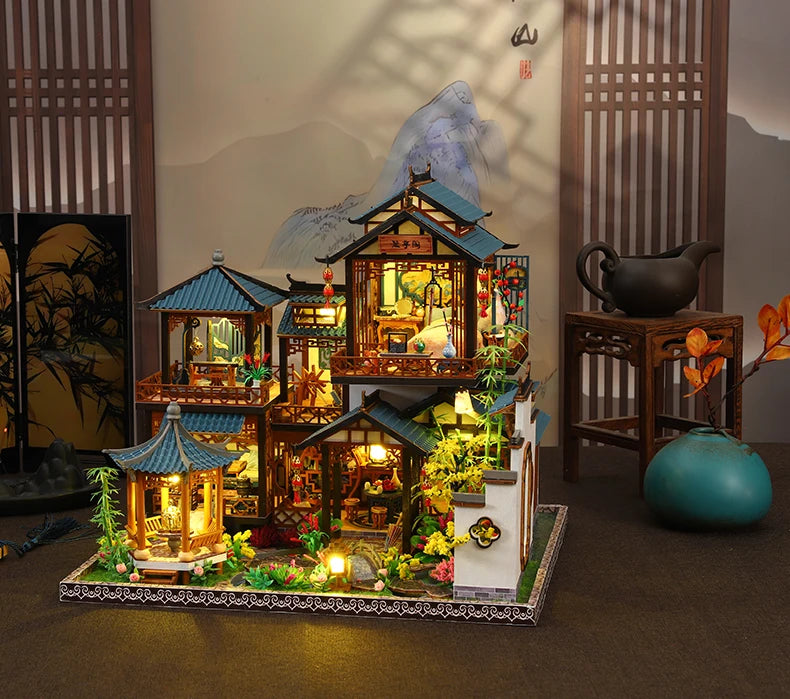 Holzpuppenhaus DIY Kit – Handgefertigtes Unisex-Spielzeug 27CM