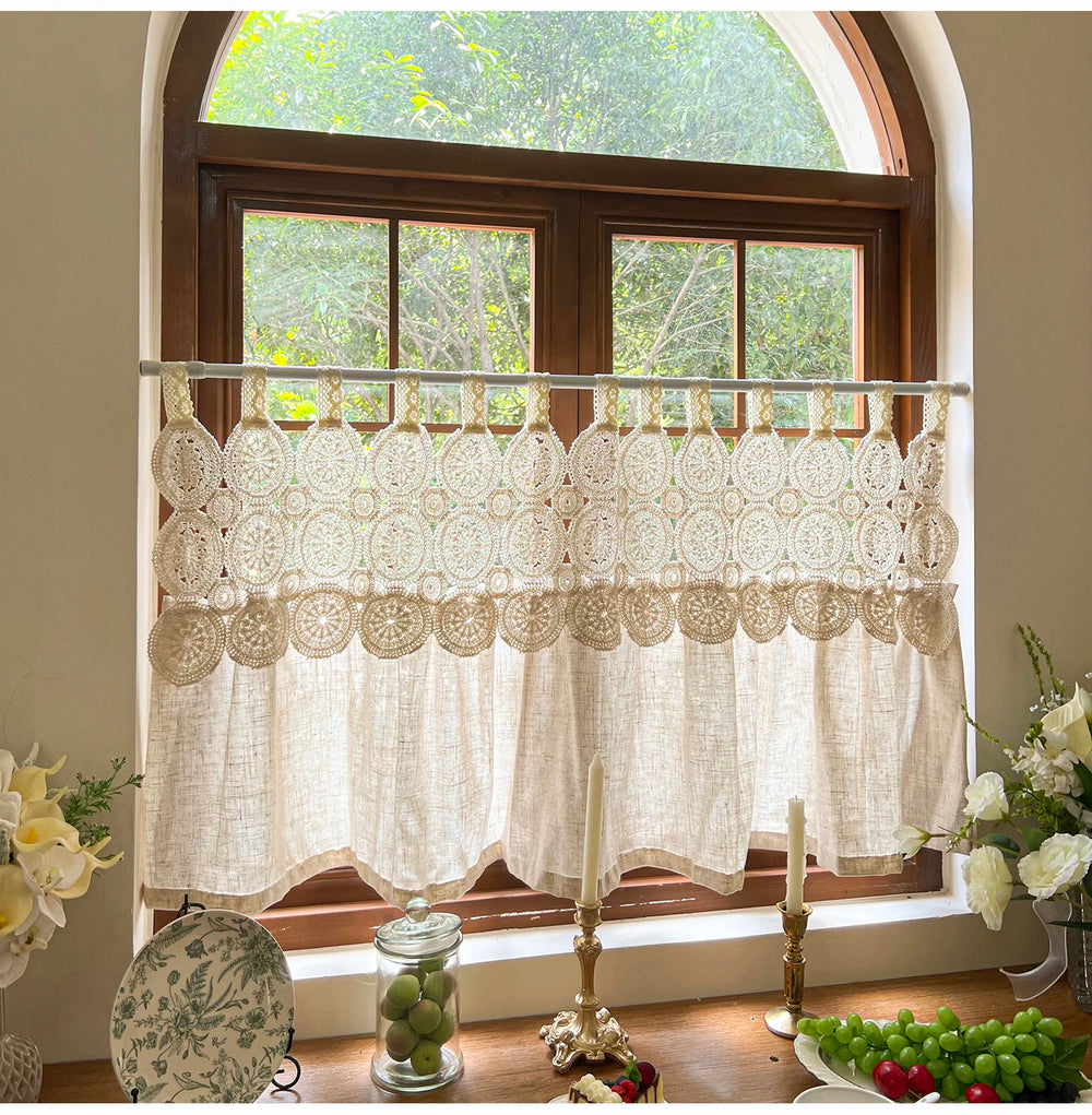 Imitation Hanfvorhang – Boho Spitze – B110 x H60cm