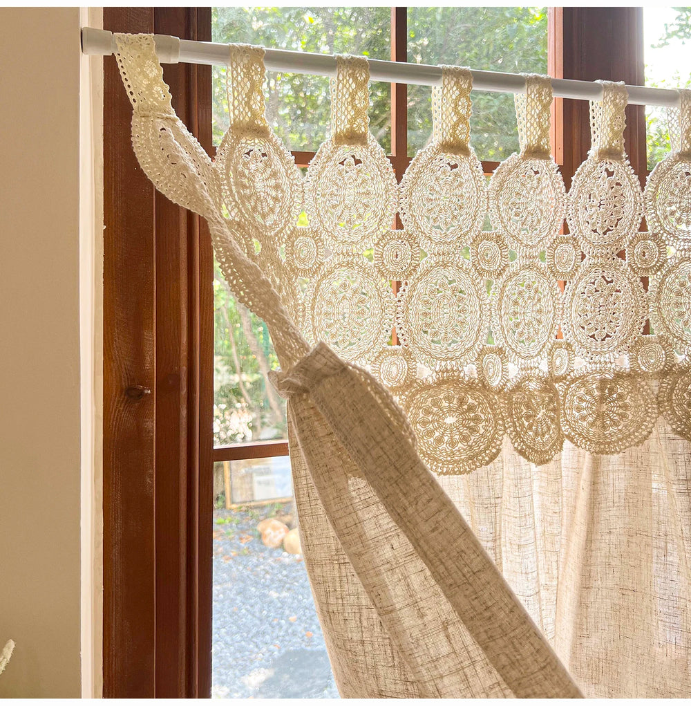 Imitation Hanfvorhang – Boho Spitze – B110 x H60cm