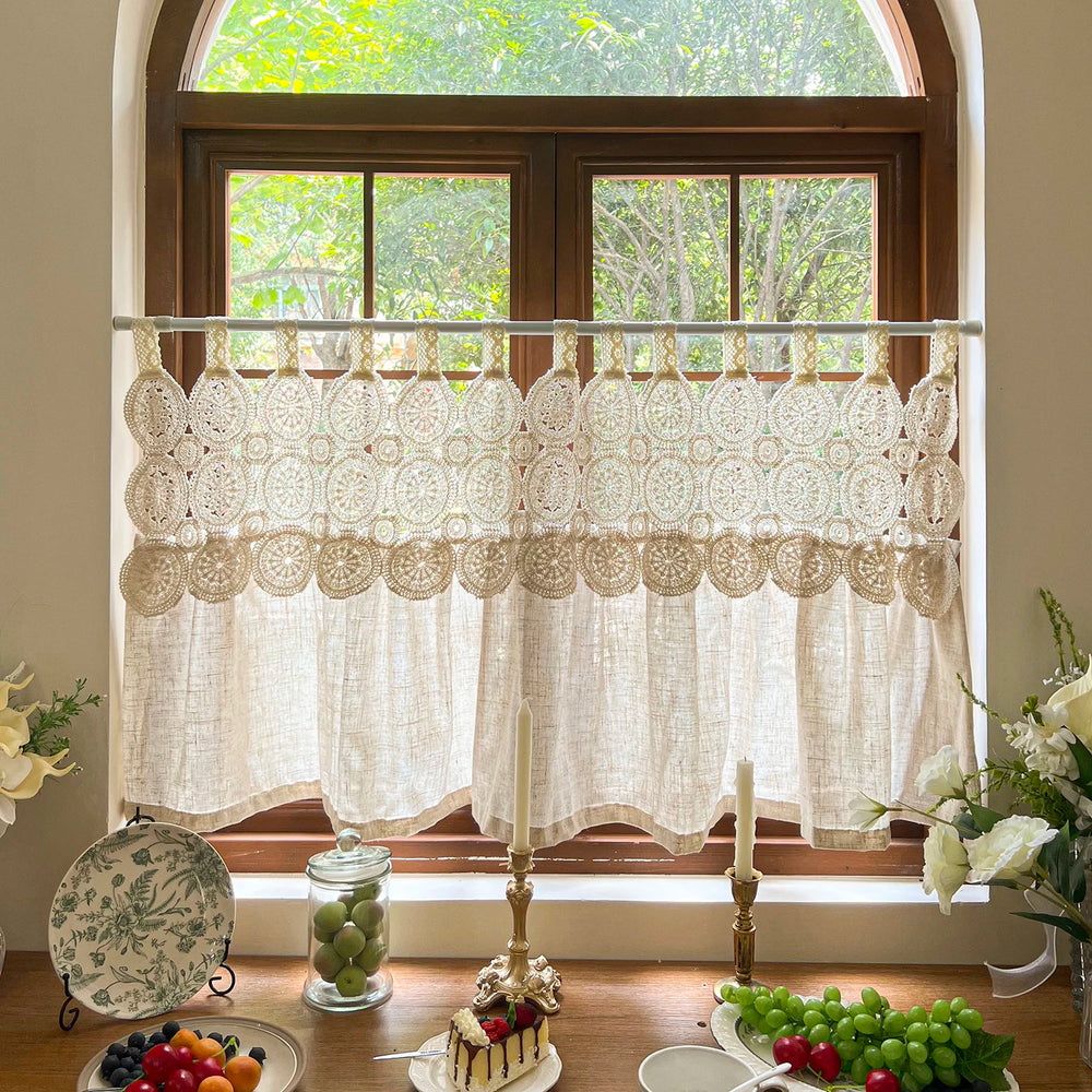 Imitation Hanfvorhang – Boho Spitze – B110 x H60cm