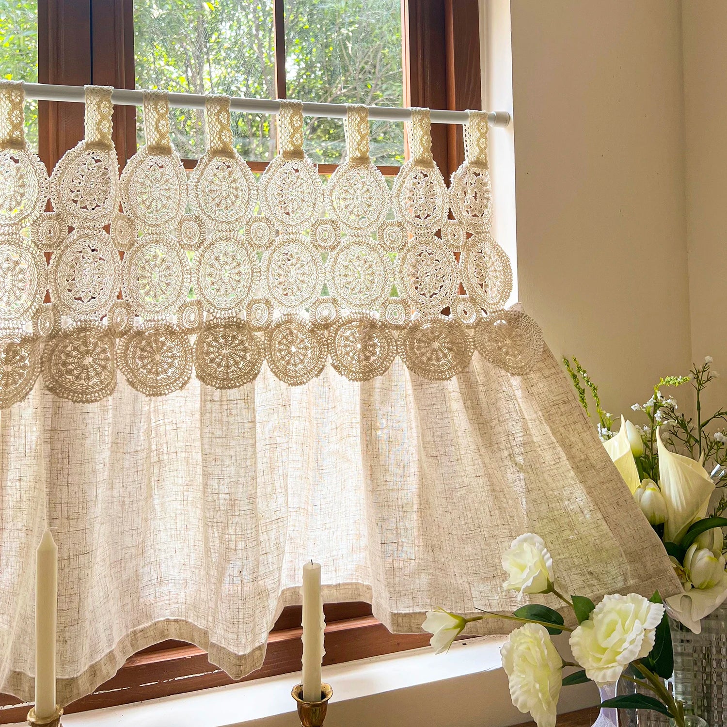 Imitation Hanfvorhang – Boho Spitze – B110 x H60cm