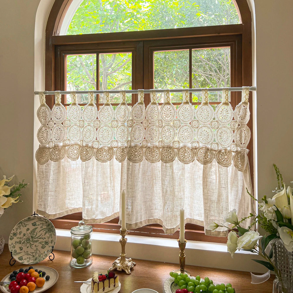 Imitation Hanfvorhang – Boho Spitze – B110 x H60cm