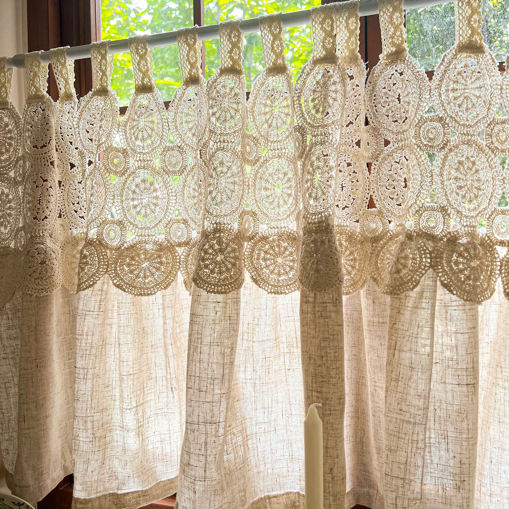 Imitation Hanfvorhang – Boho Spitze – B110 x H60cm