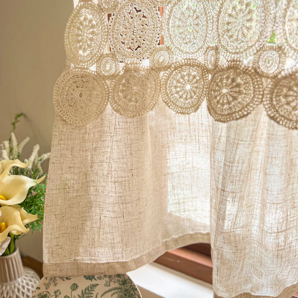 Imitation Hanfvorhang – Boho Spitze – B110 x H60cm