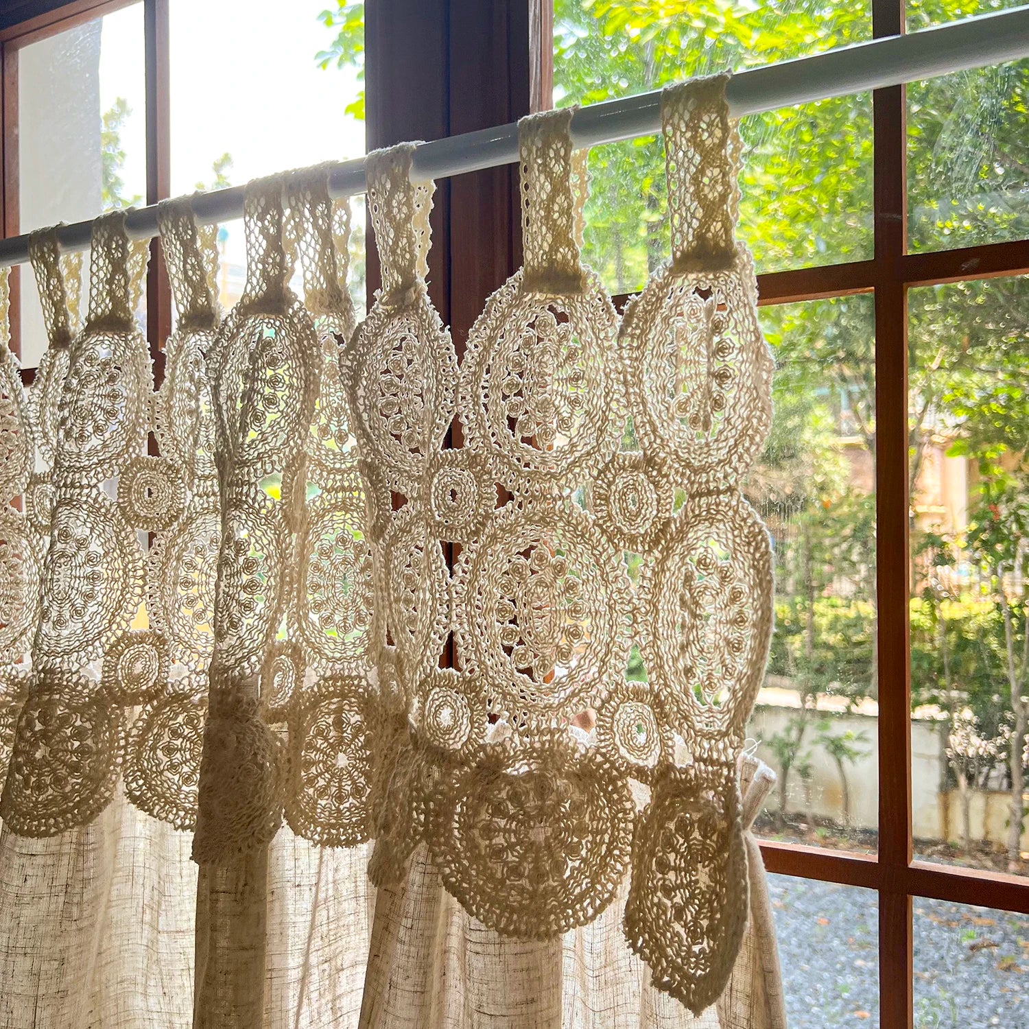 Imitation Hanfvorhang – Boho Spitze – B110 x H60cm