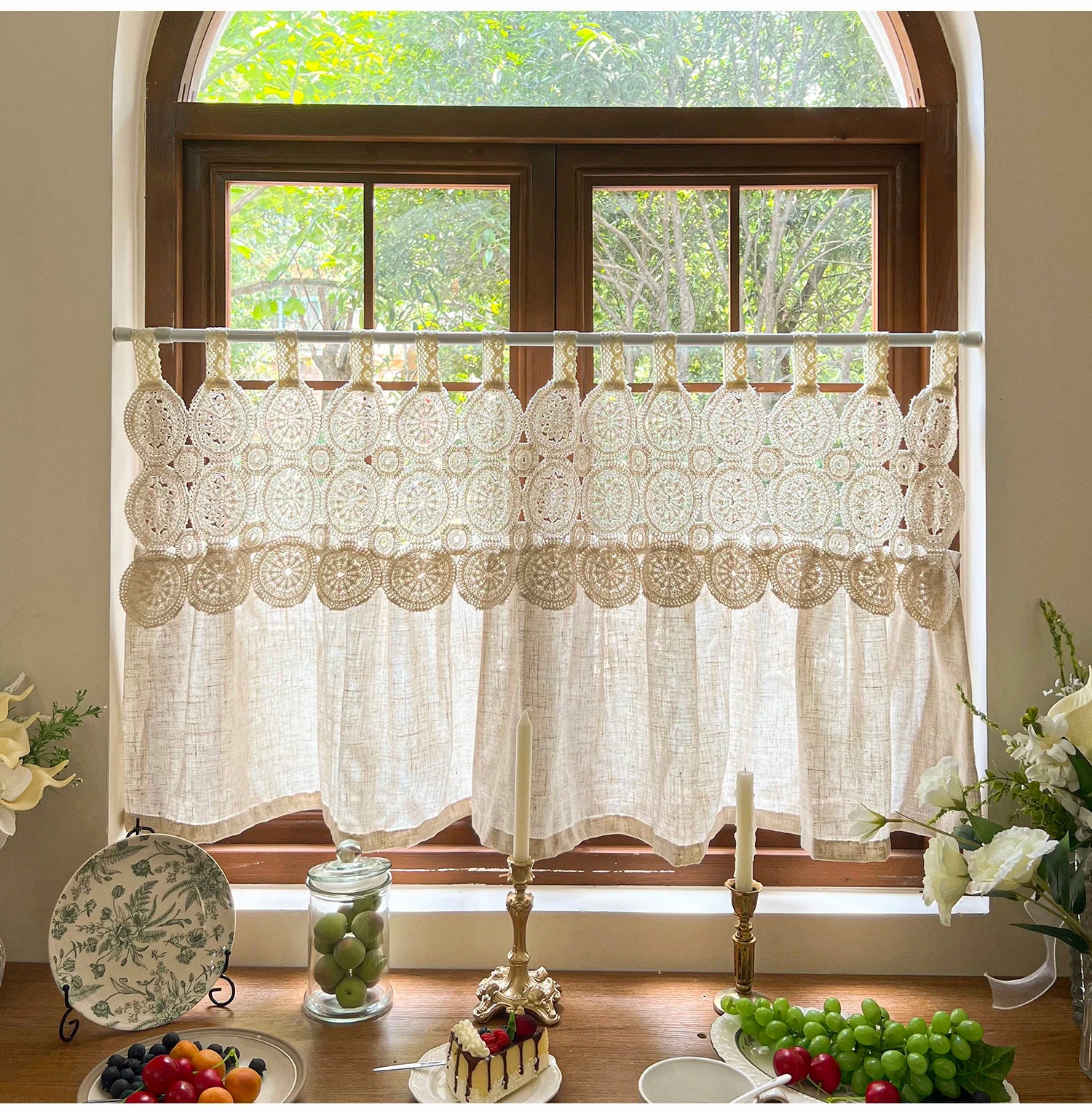 Imitation Hanfvorhang – Boho Spitze – B110 x H60cm