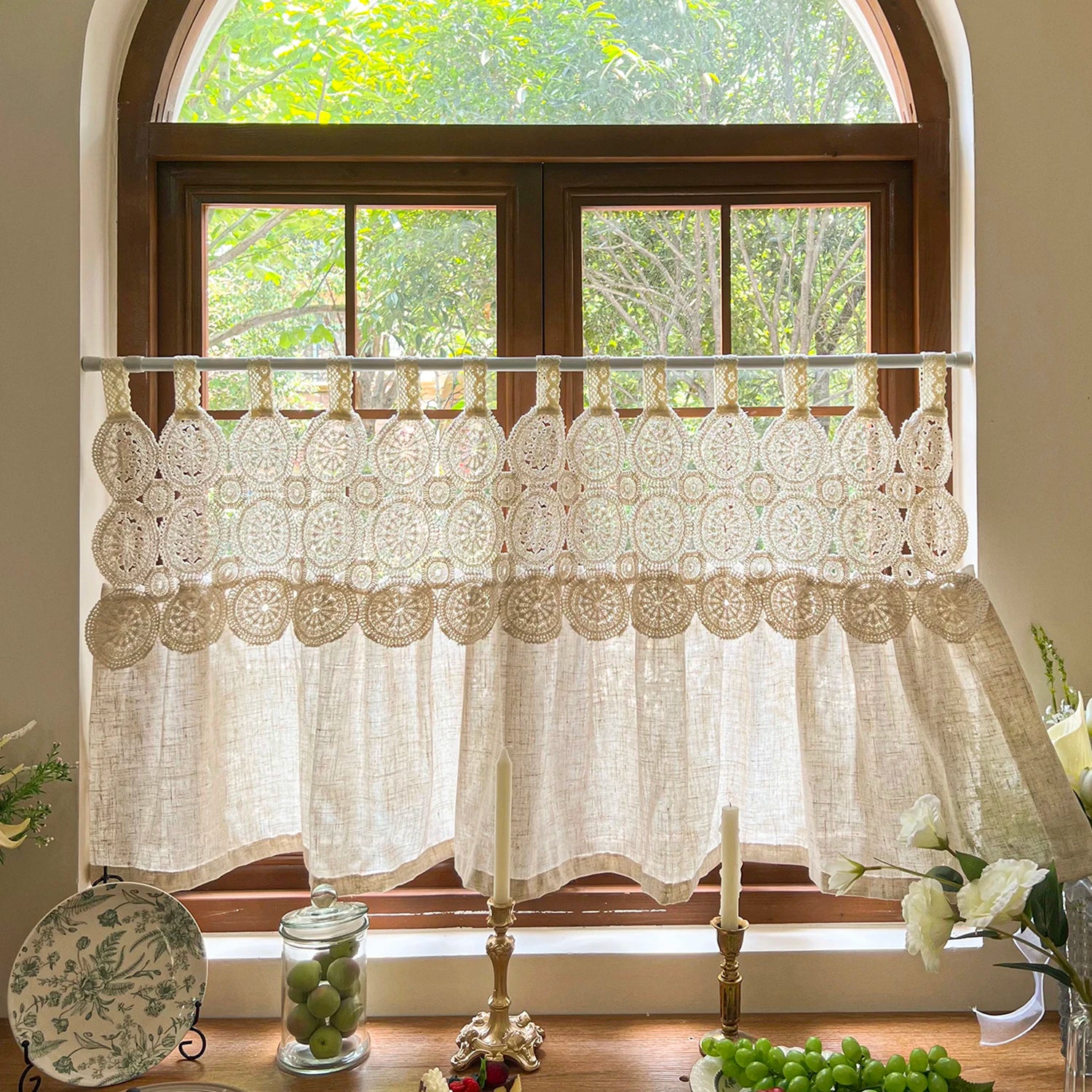 Imitation Hanfvorhang – Boho Spitze – B110 x H60cm