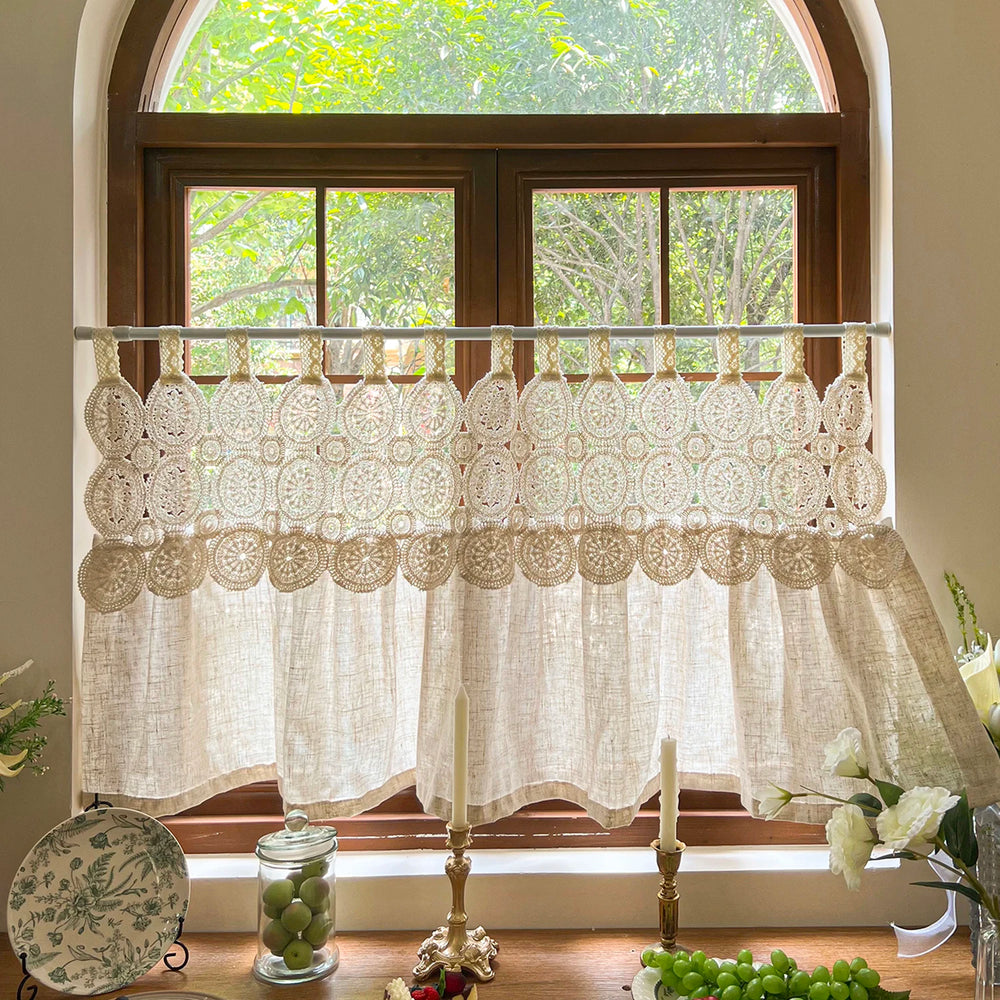 Imitation Hanfvorhang – Boho Spitze – B110 x H60cm