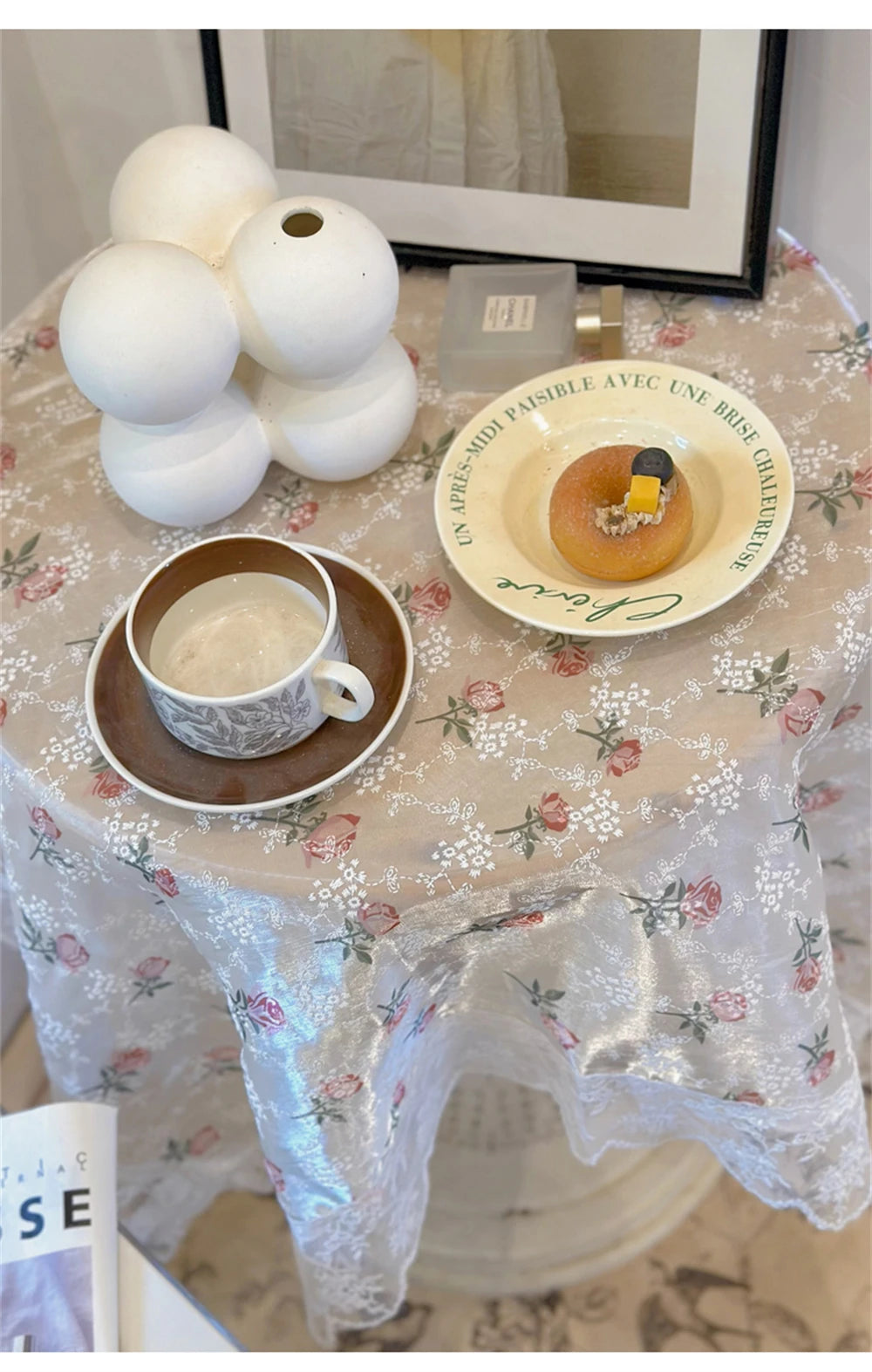 Jacquard Spitzentischdecke – Retro Rosen Design – Versch. Grössen