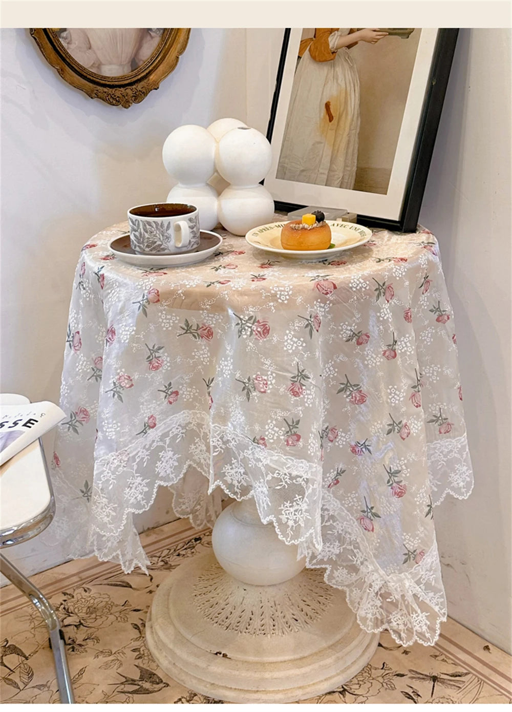 Jacquard Spitzentischdecke – Retro Rosen Design – Versch. Grössen