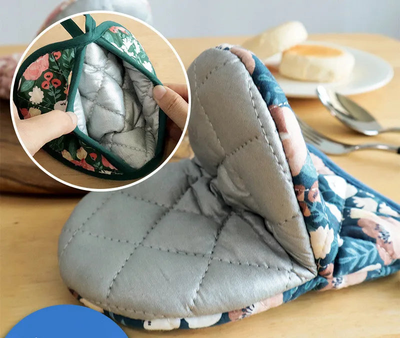 Japanische Blumen Ofenhandschuhe – Baumwollprint, Hitzebeständig