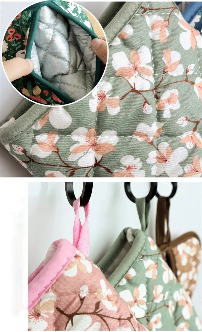 Japanische Blumen Ofenhandschuhe – Baumwollprint, Hitzebeständig