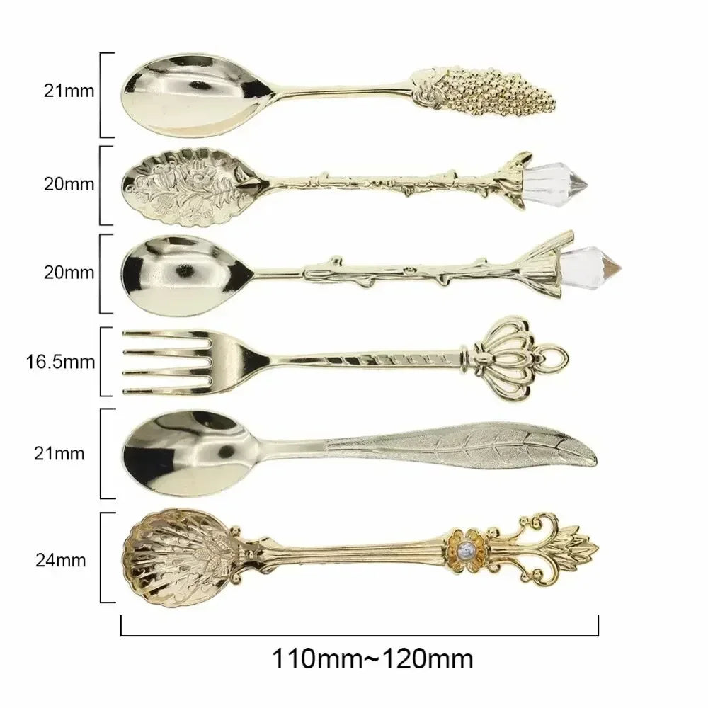 Kaffeelöffel Set – Vintage Zinklegierung, Kristallspitzen