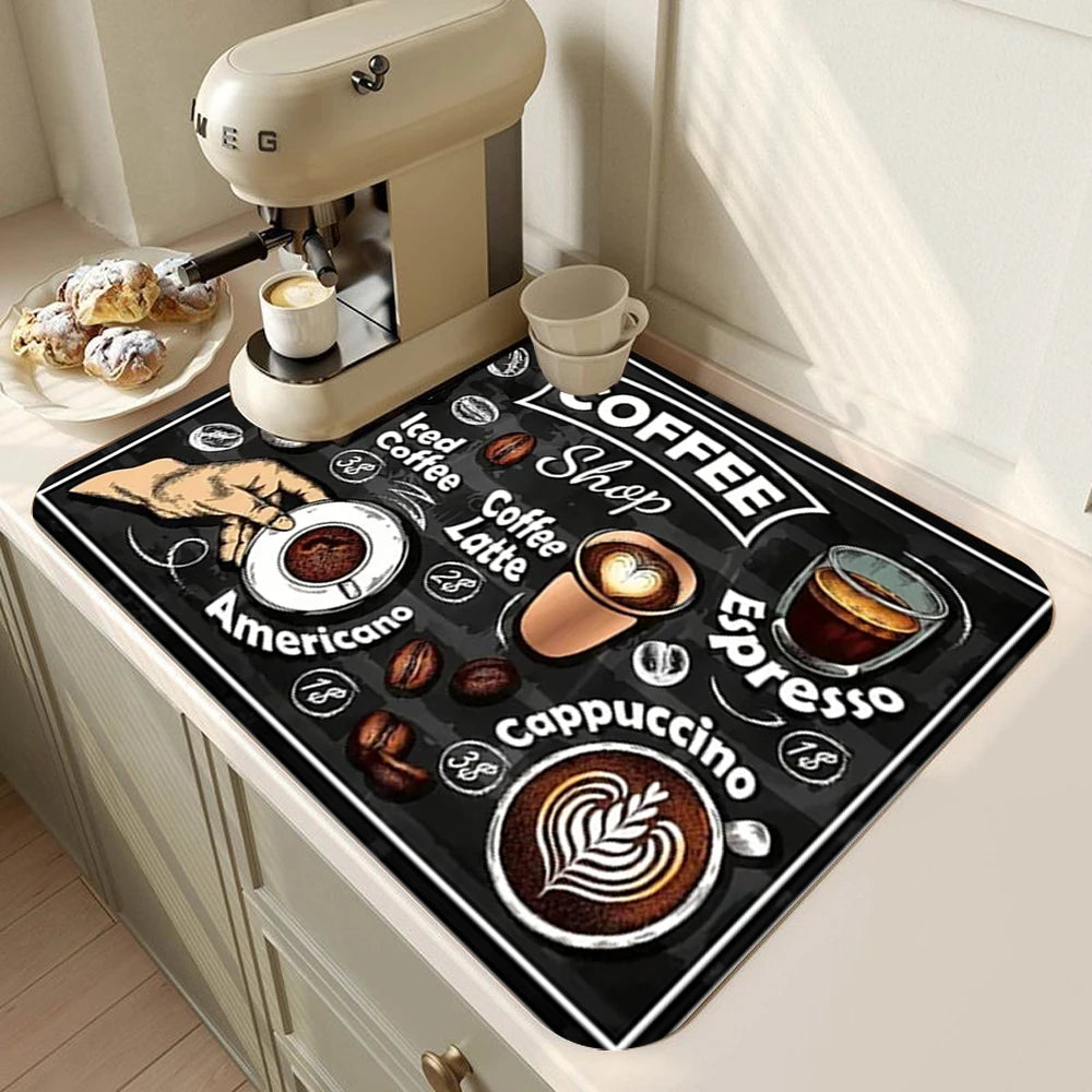 moderne gummimatte für kaffeemaschine, multicolor, rechteckig, 50x80 cm, rutschfest und wasserfest