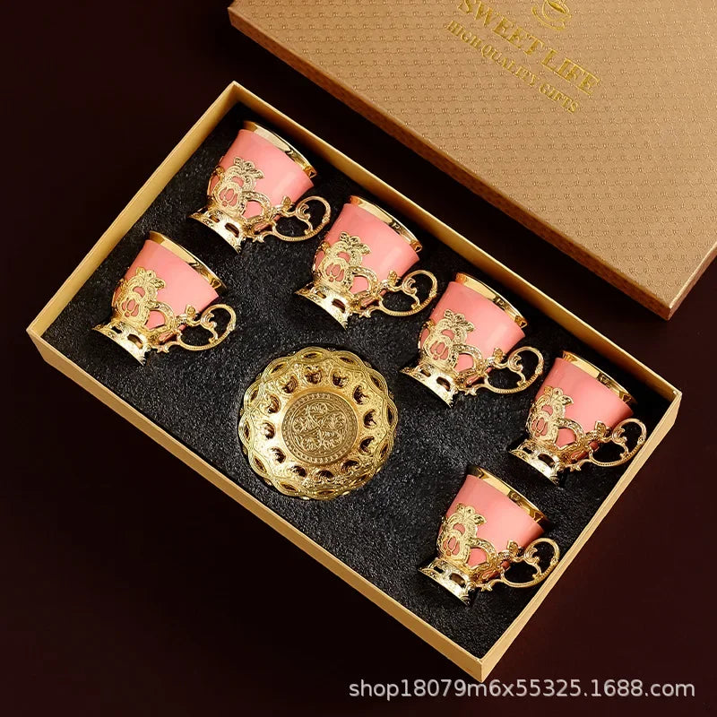 Kaffeeset – Keramik Weiss – Goldrand Elegant