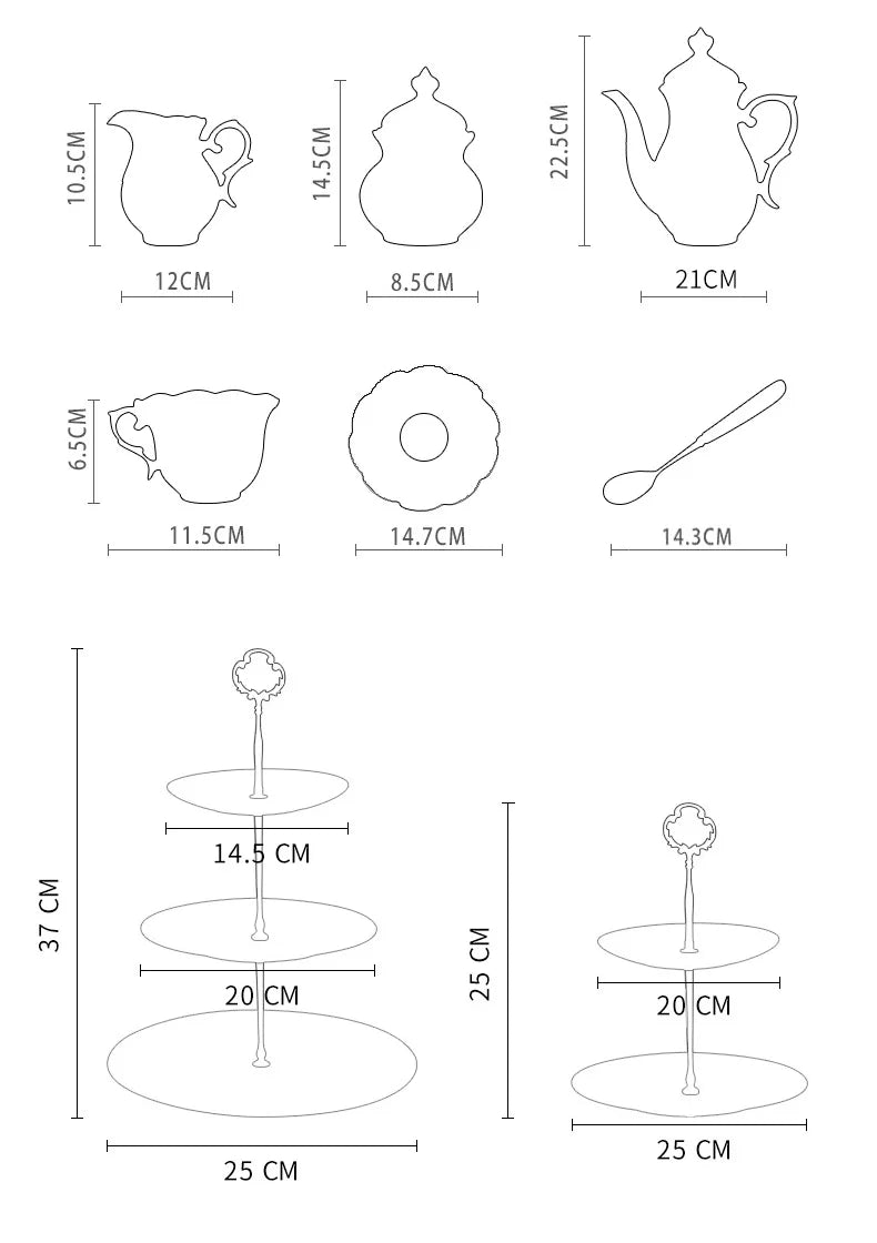 Kaffeeset aus Knochenporzellan, europäisch, 8+ Teile, britisches Design