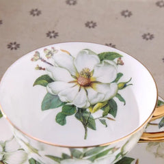 Kaffeetassen-Set – Retro Blumenmuster, Bone China