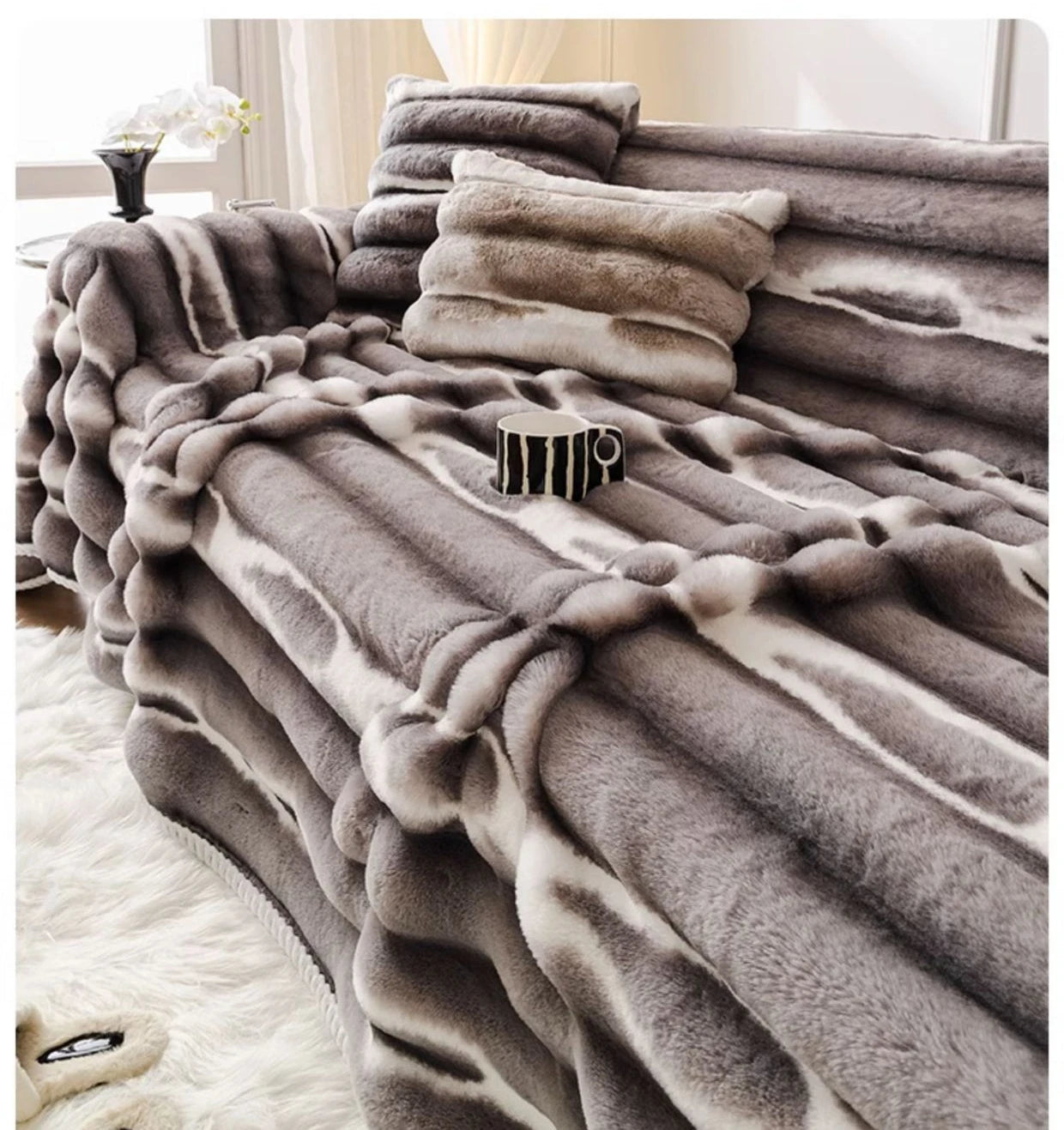 Sofa-Bezug aus 100% Polyester im nordischen Stil, Farbe: Dunkelgrau, Grösse: 180x200 cm, für Wohn- oder Schlafzimmer