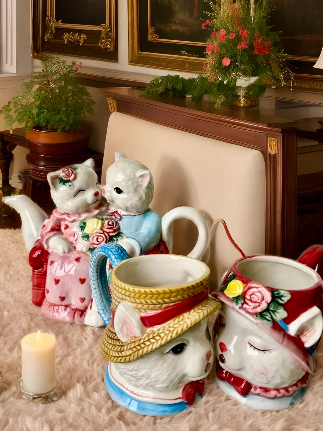 Katzenpaar Tassen – Porzellan Europäisch – Hochzeitsgeschenk Set