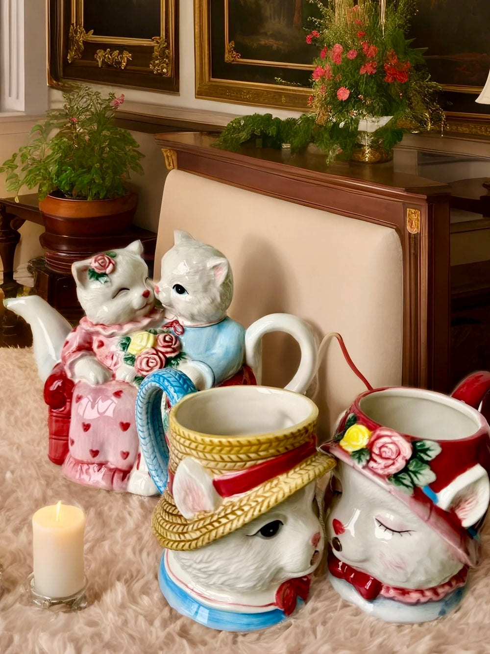 Katzenpaar Tassen – Porzellan Europäisch – Hochzeitsgeschenk Set