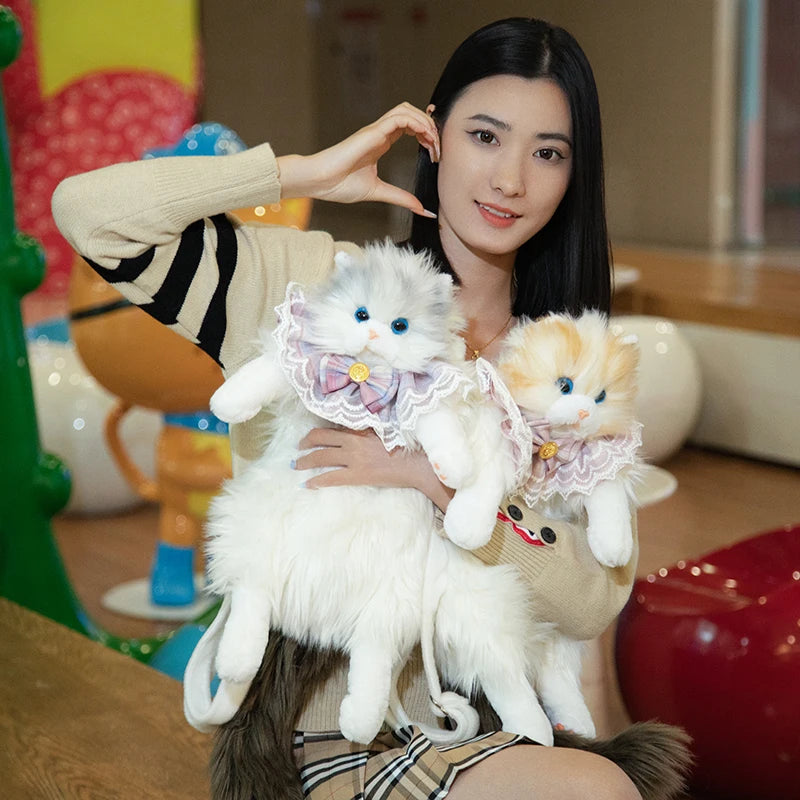 Kawaii Katzen Rucksack – Weiches Plüsch Tiermuster
