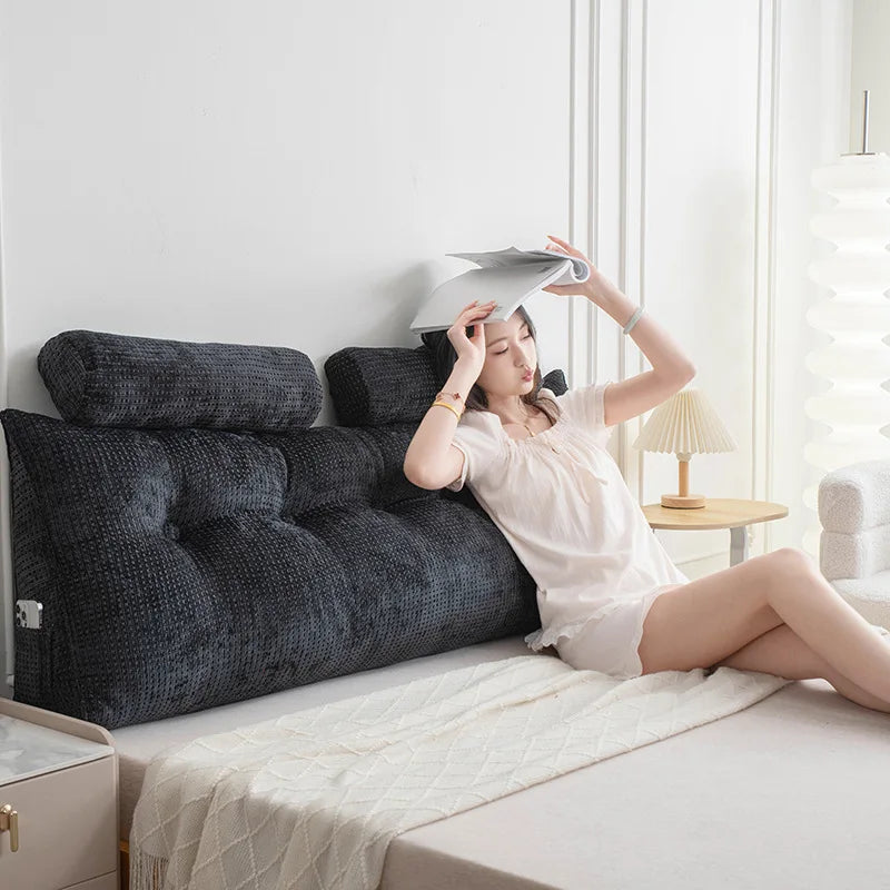 Rechteckiges Keilkissen aus Polyester in grau, Masse 100x50x20 cm