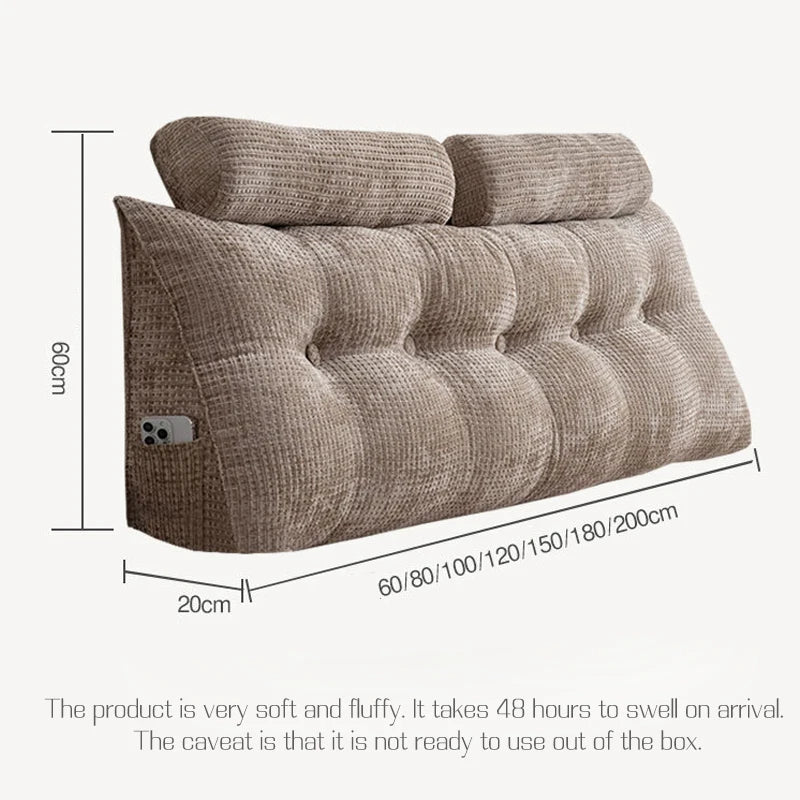 Rechteckiges Fleece-Keilkissen aus Polyester in Farbe Grau 100x50x20 cm