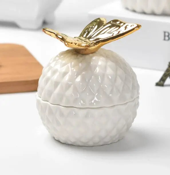 Keramik-Aufbewahrung – Eleganter Goldakzent – Klein & Rund