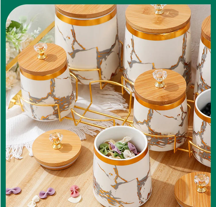 Keramik Aufbewahrungsgläser – Modern Marmor mit Deckel