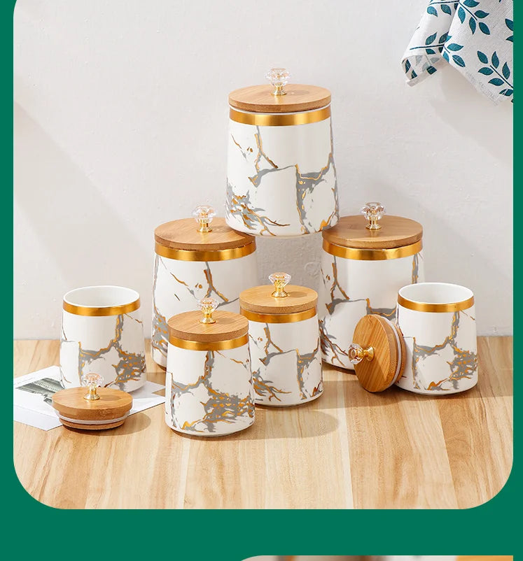 Keramik Aufbewahrungsgläser – Modern Marmor mit Deckel