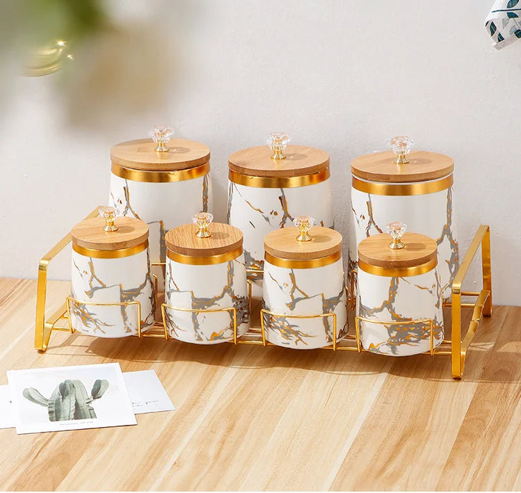 Keramik Aufbewahrungsgläser – Modern Marmor mit Deckel