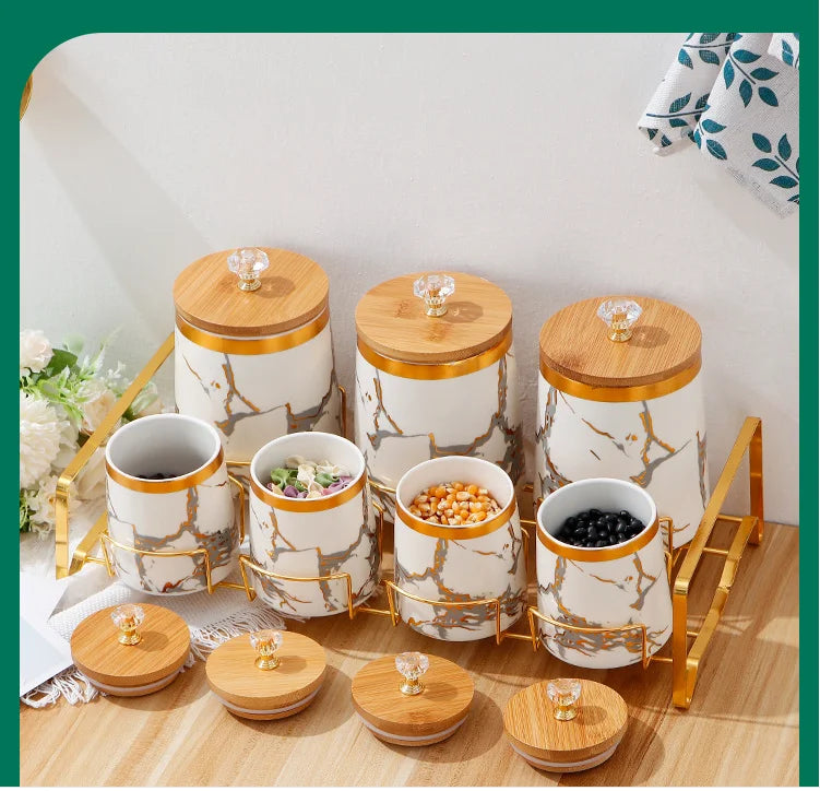 Keramik Aufbewahrungsgläser – Modern Marmor mit Deckel