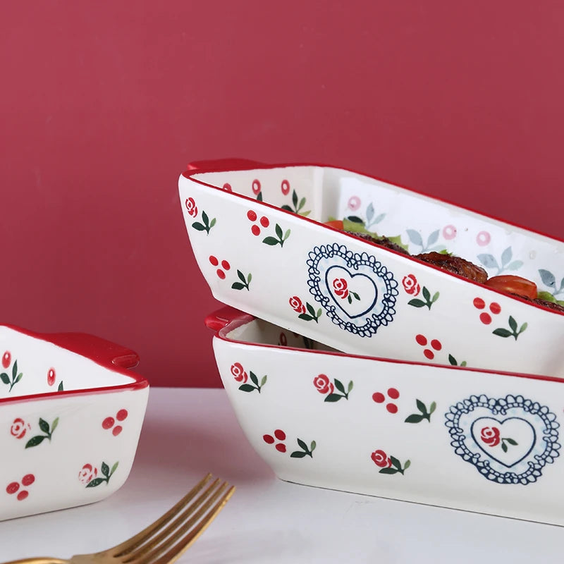 Keramik Backform – Doppelgriff Pflanzenmuster