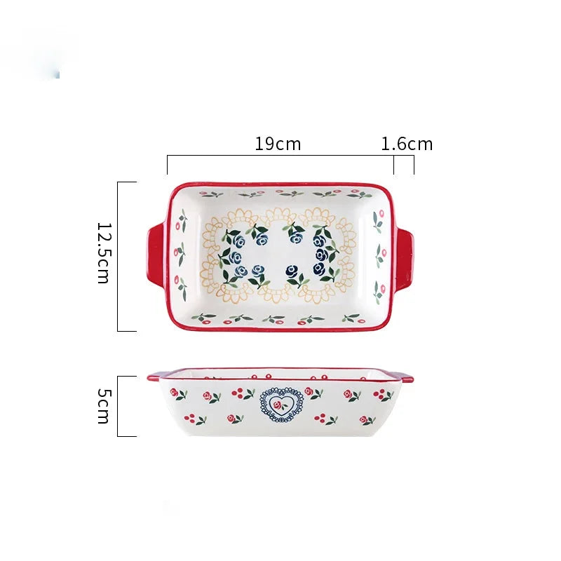 Keramik Backform – Doppelgriff Pflanzenmuster