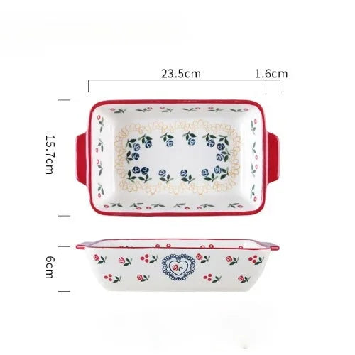 Keramik Backform – Doppelgriff Pflanzenmuster