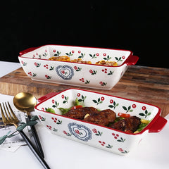 Keramik Backform – Doppelgriff Pflanzenmuster