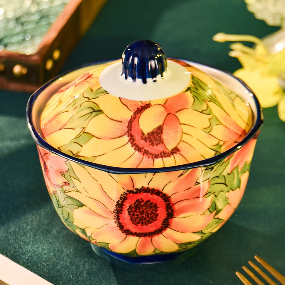 Keramik Backformen – Sonnenblumendesign – 300ml Mikrowellensicher