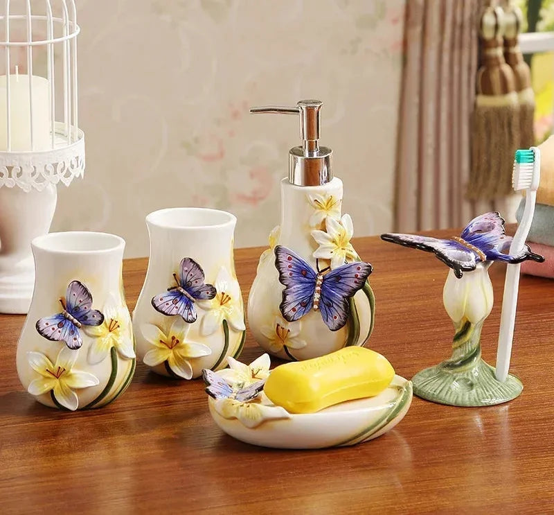 Keramik-Badezimmer-Set – Elegantes 5-teiliges Design