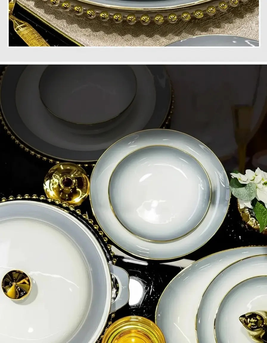 Koreanisches Bone China Keramik Set in Farbe A mit solidem Muster
