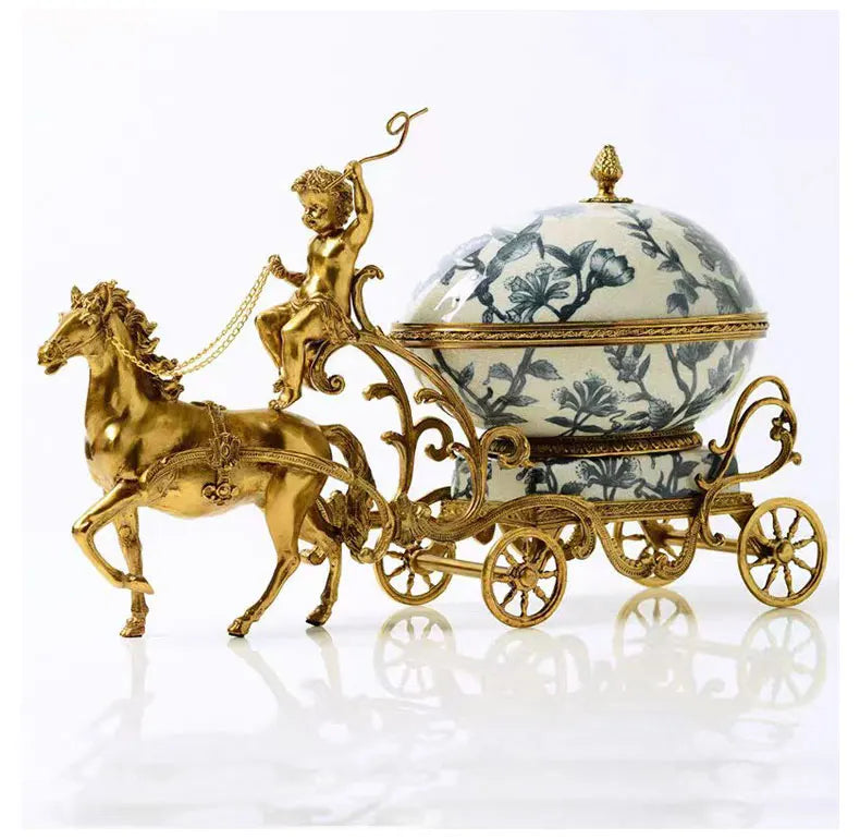 Keramik & Emaille Deko – Handmade Blau Kupferwagen