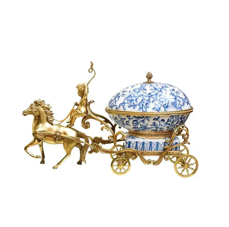 Keramik & Emaille Deko – Handmade Blau Kupferwagen