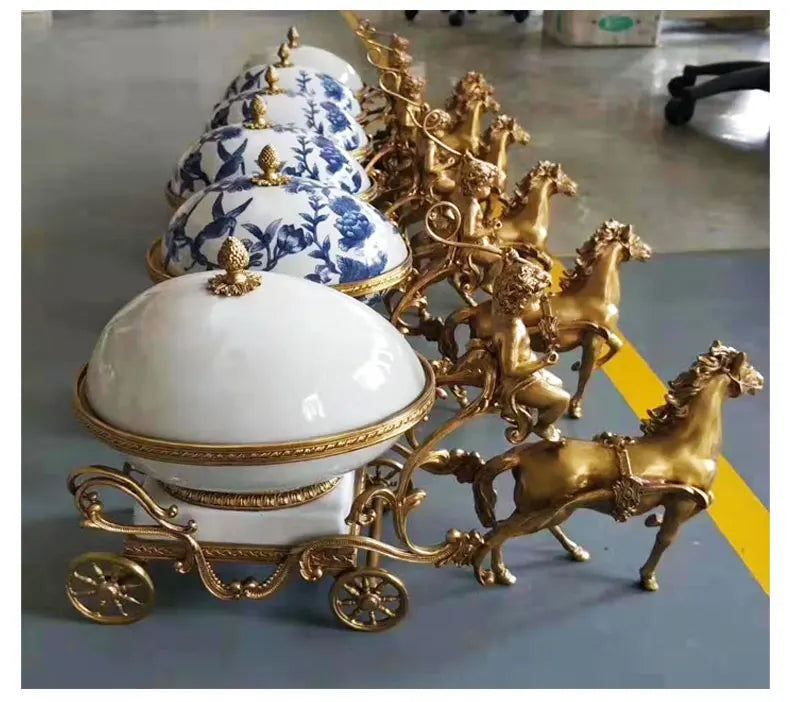 Keramik & Emaille Deko – Handmade Blau Kupferwagen