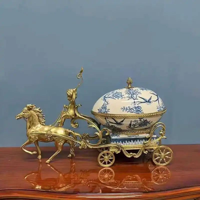 Keramik & Emaille Deko – Handmade Blau Kupferwagen