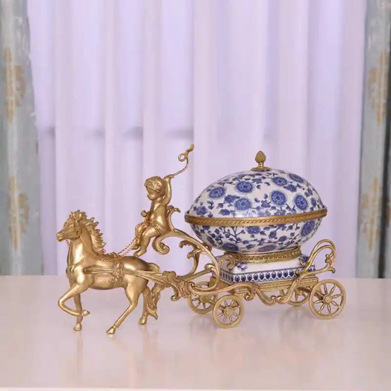 Keramik & Emaille Deko – Handmade Blau Kupferwagen