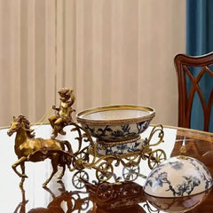 Keramik & Emaille Deko – Handmade Blau Kupferwagen