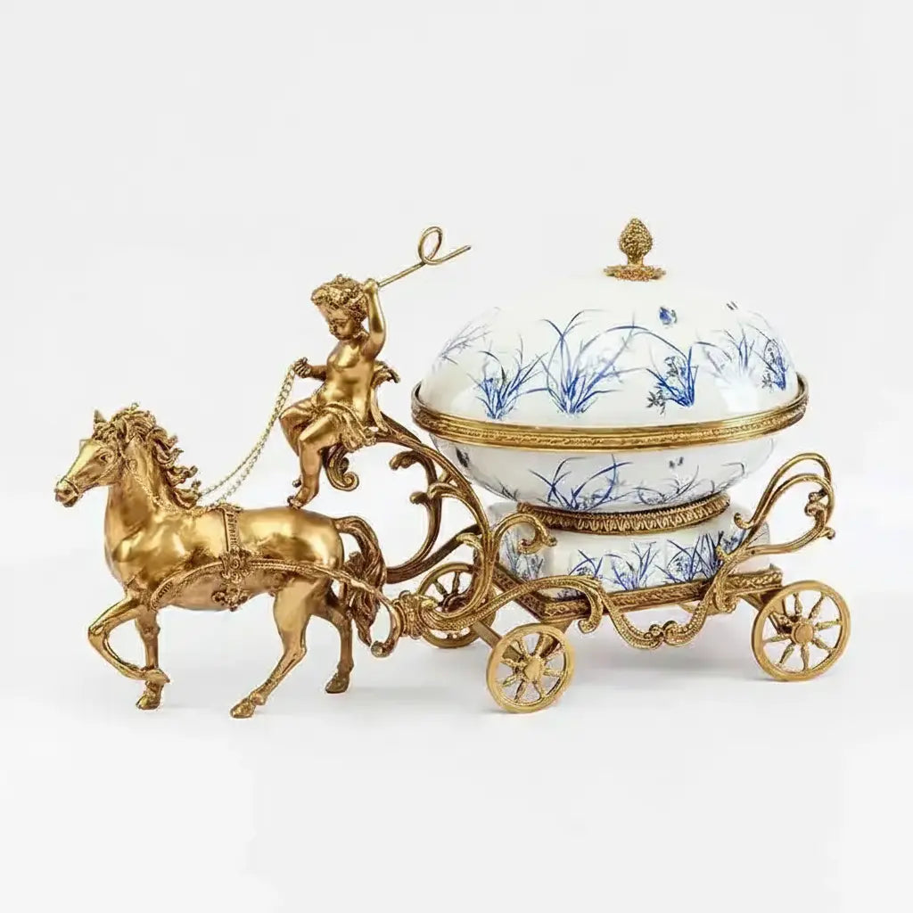 Keramik & Emaille Deko – Handmade Blau Kupferwagen