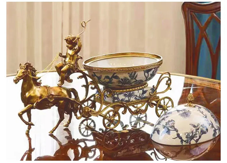 Keramik & Emaille Deko – Handmade Blau Kupferwagen